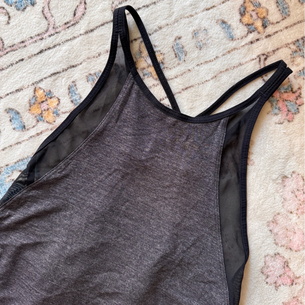 lululemon athletica Black Heathered Mesh-Trim Running Tank